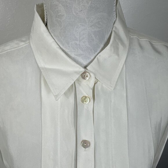 J.Crew women’s 14 Drapey Pleated Button Up Shirt Ivory Satin NWT - Picture 7 of 13